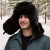 New winter leather windproof and cold-proof ear protection cotton hat piled and thickened fur warm hat