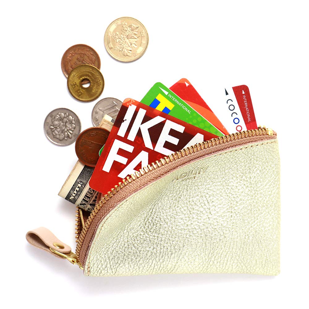 Porta-Moedas Compacto AGILITY affa "Ciel", Mini Carteira com Zíper em L, Dourado e Prata