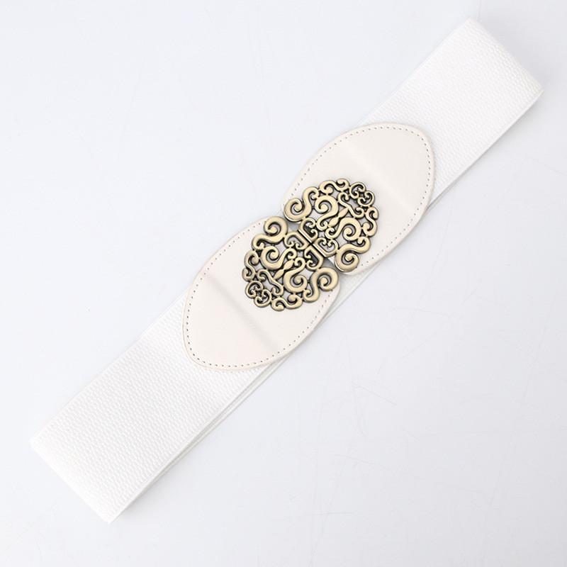 Fashion Ladies Wide Elastic Belt With Metallic Clasp For Business And Everyday Style