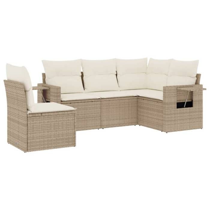 VidaXL Garden Lounge Set with Cushions 5 Pcs, Patio Sofas, Patio Furniture Set, Outdoor Furniture, Beige 3252505
