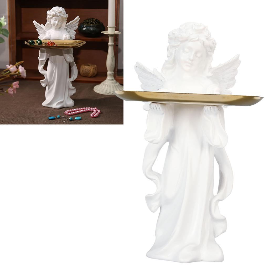 Baby-Engel-Statue mit Tablett-Design, 30 cm hoch, handgeschnitzt, detailreiche Engelsfigur aus Kunstharz für das Schlafzimmer