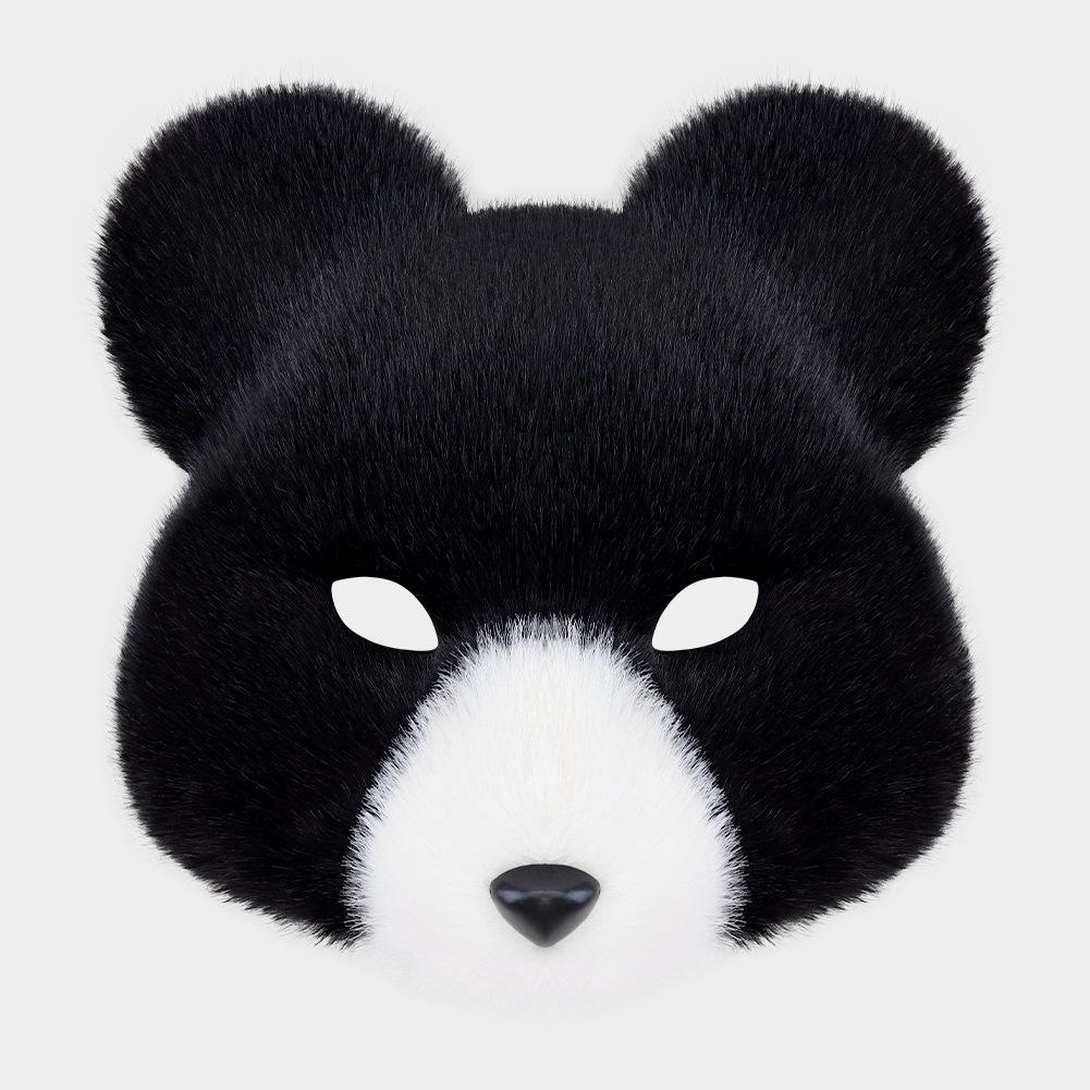 Halloween Simulation Brown Bear Mask Masquerade Party Cosplay Plush Mask Cross-Border Full Face Mask Props