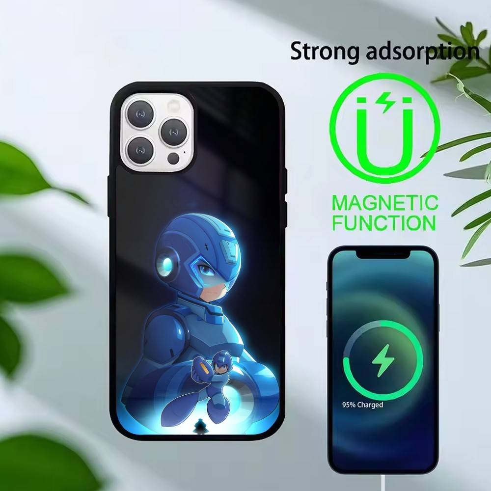 K-Mega Man Anime Phone Case For iPhone17,16,15,14,13 Plus,Pro Max Magnetic For Magsafe Wireless Charging