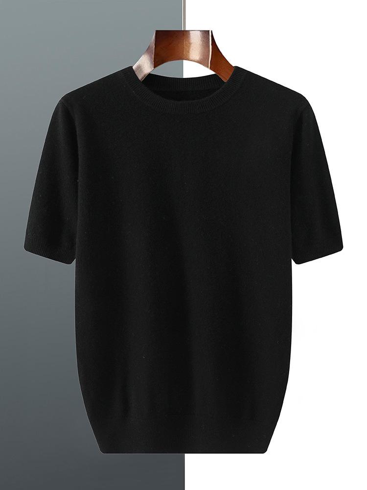 Men’s Short-Sleeve Knit T-Shirt - Autumn/Winter Business Casual, Lightweight, Round Neck Base Layer