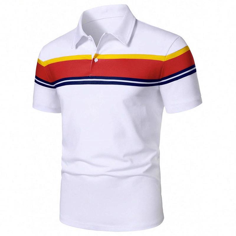 Herren Colorblock Kurzarm Poloshirt mit Umlegekragen - Neue europäische und amerikanische Mode
