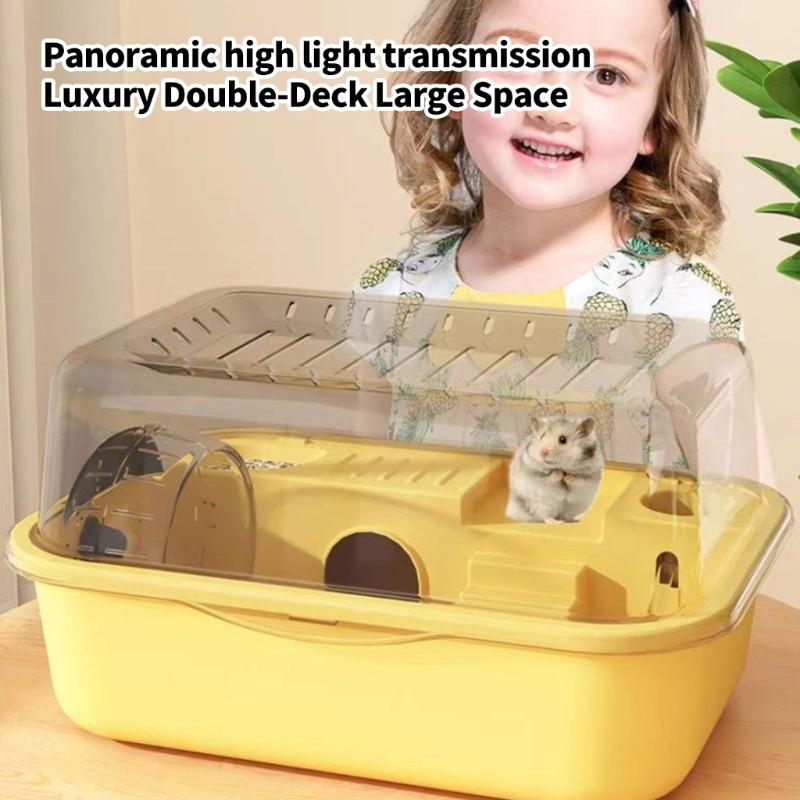 Clear View Rodents Habitat Detachable Pet Cage with Running Wheel and Enrichment Climbing Structure for Small Animal