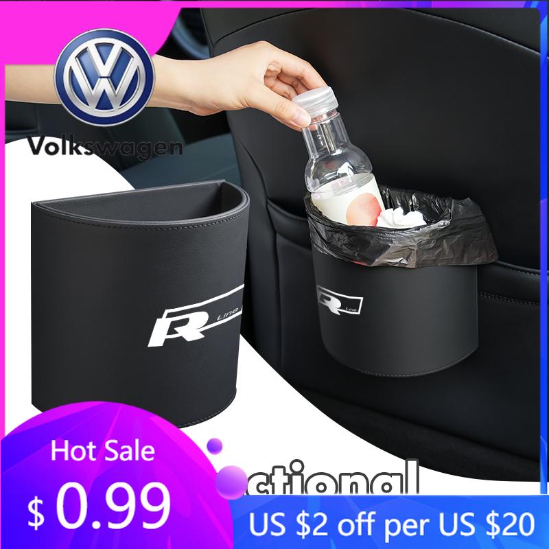 2026 Hot For Volkswagen VW Car Trash Can Bin Organizer Hanging Garbage Storage Box For Volkswagen VW R Line Jetta Golf Beetle CC