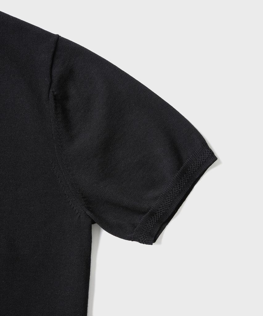 AMFEAST (100% Cotton) Essential Polo Half Knit Black