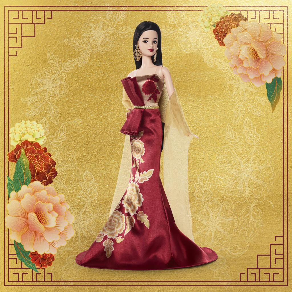 Barbie Maannieuwjaar 2026 Signature Zwarte Poppenhuis voor Spelletjes Leeftijden 6 en JJX83 Aankleedspel, Omhoog, Rood,