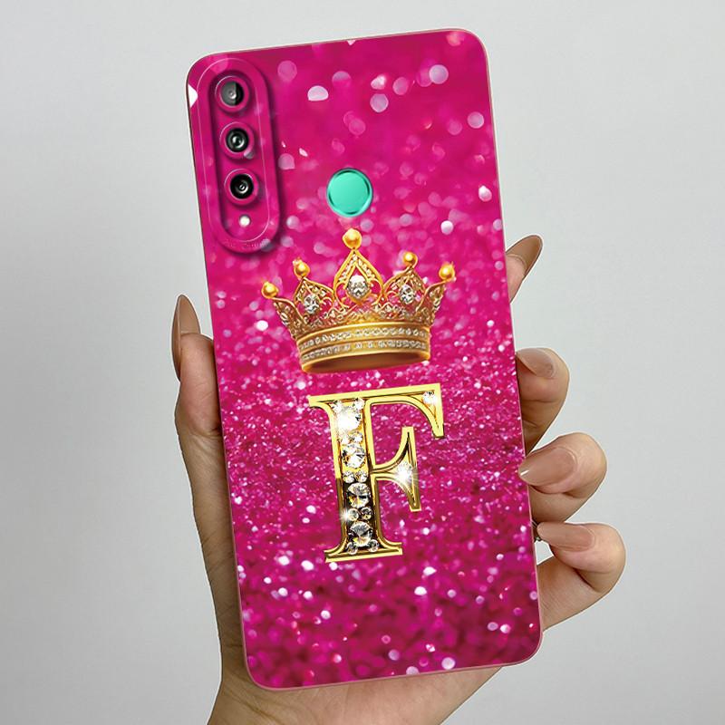 For Huawei Y7p P40 Lite E ART-L28 ART-L29 Fashion Initial Letter Couple Phone Case Y7P 2020 Soft Silicone TPU Protective Casing