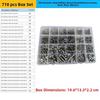 304 Stainless Steel 710 Piece Screw Bolt Nut and Washer Collection Round Head Screws for Workshop Organization