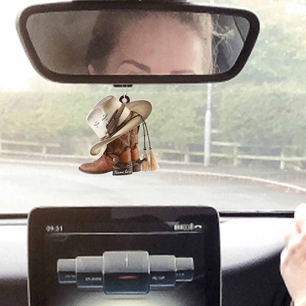 Șa de cal acrilic, ornament auto, oglindă retrovizoare auto, pandantiv, ornament de brad de Crăciun pentru cowgirl, cowboy, iubitori de cai, ornament