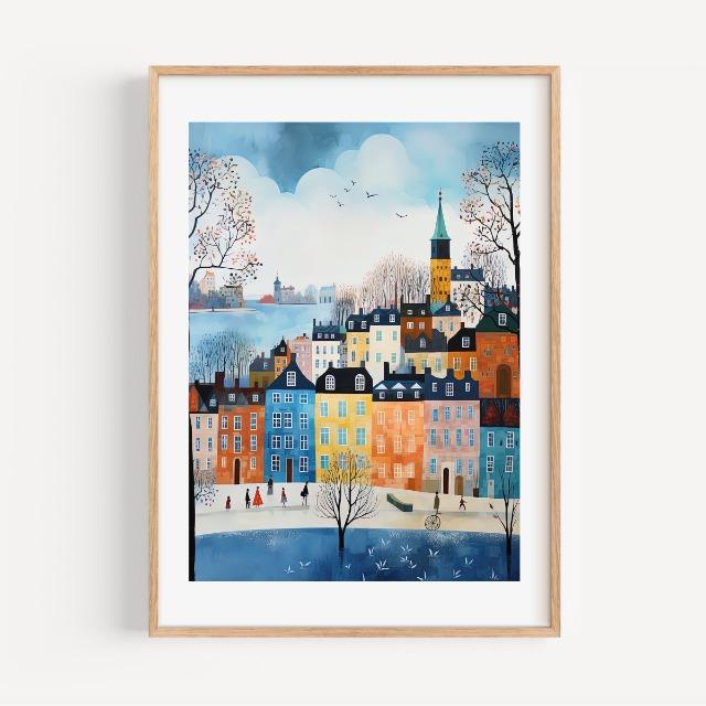 

Амстердам Ливенворт Япония Копенгаген Современный акварельный пейзаж Плакат Картина на холсте Настенная картина для декора комнаты дома 21x30cm No Framed