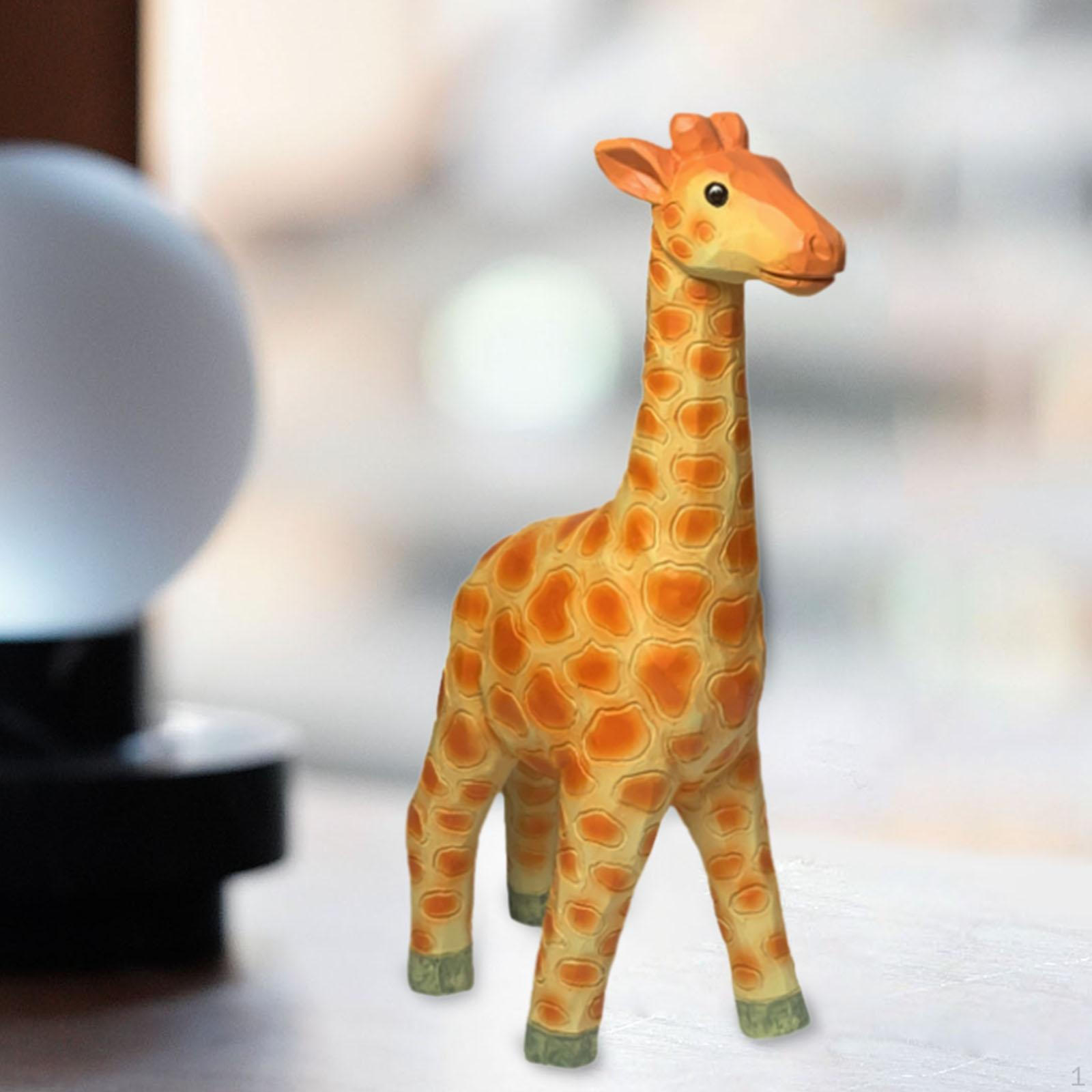 Giraffe Model Resin Figurine Tabletop Ornament Versatile Animal Sculpture 4.7x1.5x7.8inch for Table
