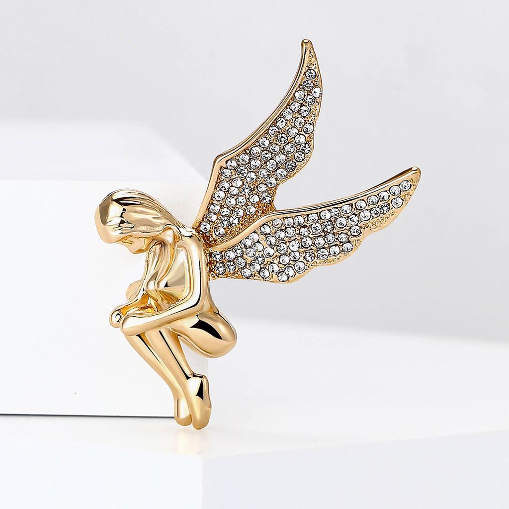 Enamel Angel Girl Brooches for Women Unisex Wings Character Pins Event Party Backpack Decoration Clothes Accessories