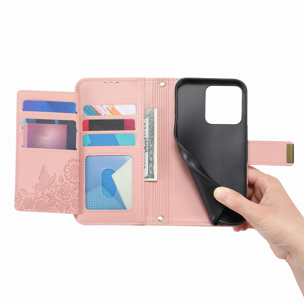 Case for Moto G77 5G - Leather/PU, Pink, With Card Holder