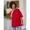 European and American New Casual Loose Solid round Neck T-shirt Top Solid Color Loose T-shirt Top