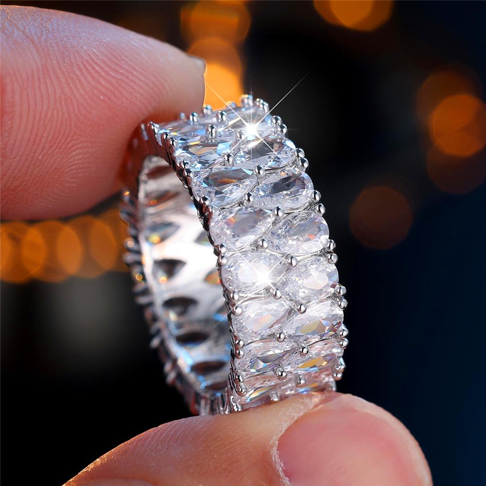 Luxury Female Crystal White Zircon Stone Water Drop Engagement Ring Vintage CopperColor Wedding Jewelry For Women