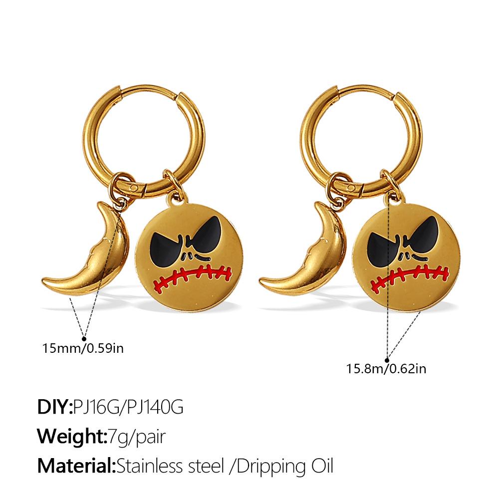 Christmas DIY pumpkin pendant earrings stainless steel gold-plated oil-dripping temperament versatile jewelry women