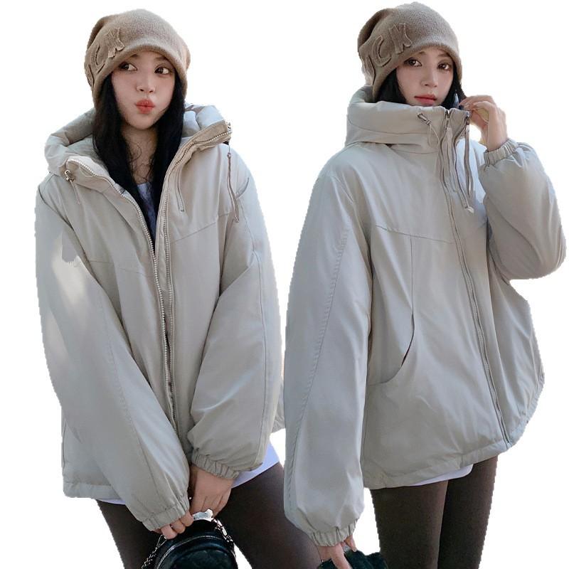 Casual hooded jacket women's 2025 autumn and winter new baseball jersey small short down cotton jacket
