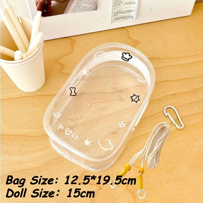 Original Design Transparent PVC Storage Bags for Women Kawaii Doll Storage Bag with Colorful Lanyard Plush Doll Display 2025 New