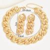 2PCS Set Big Cuban Chain Earring Necklace Set Gold Color Chunky Chain Collares Vintage Choker Drop Earring Jewelry Set