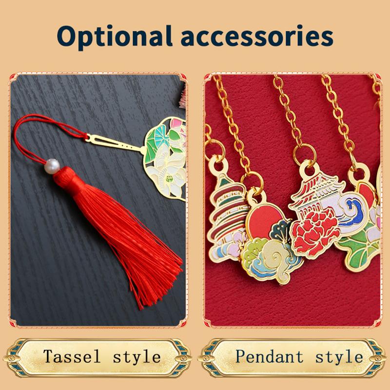 1 Pc Retro Floral Painting Metal Bookmark Hollow Bronzing Bookmark With Tassel Stationery Gifts For Book Club Reader