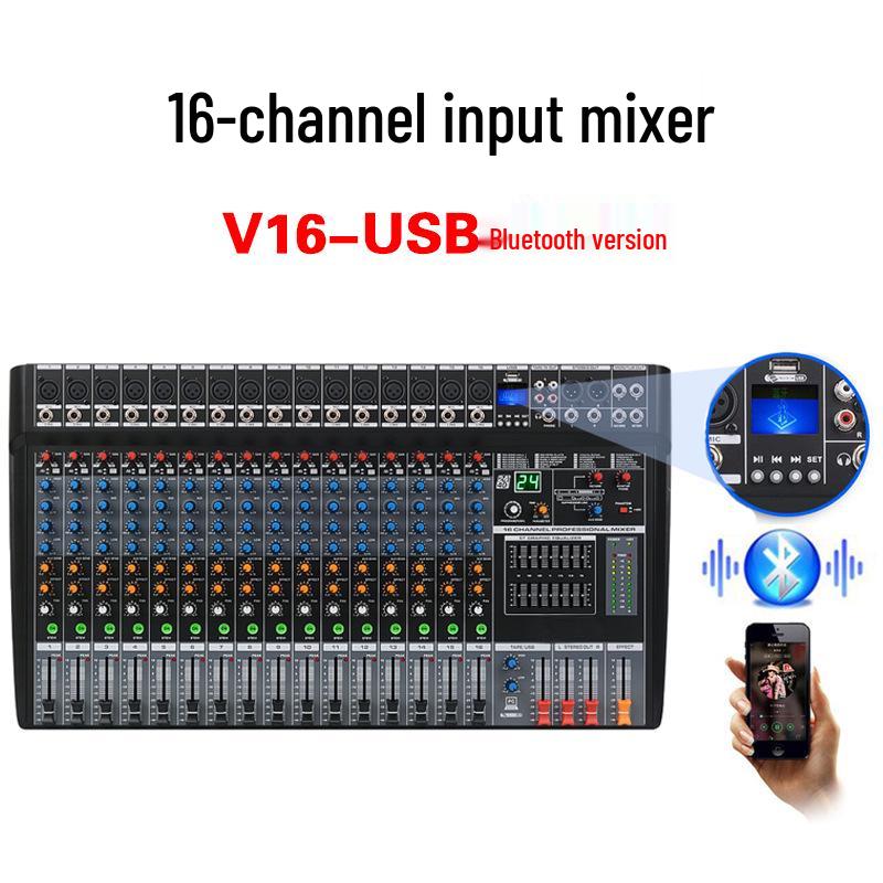 Professional Multi-Channel Mixer with Bluetooth 5.0, DSP Effects, USB, and Reverb for Stage and Wedding Performances