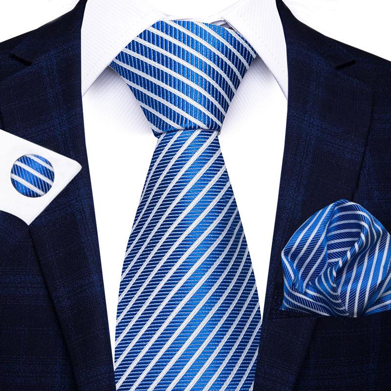 2025 Men'S Business Black Gift Box Striped Plain Tie Pocket Towel Tie Gift Set