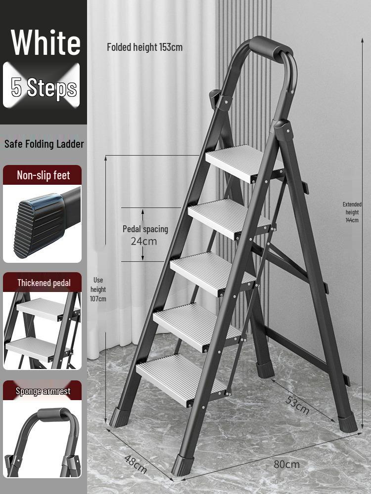 German Aluminum Alloy Telescopic Folding Ladder - Safe and Convenient A-Frame for Household Use