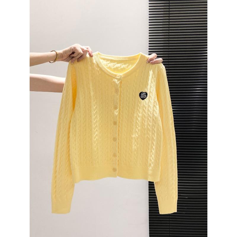 Dopamine knitted jacket women's spring and autumn love twist embroidered top single-breasted soft waxy sweater cardigan