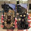 Black Gold Cat For Samsung Galaxy A15 5G 54 4G 51 50 24 35 90 71 12 51 53 52S 80 22 34 Black Tempered Glass Phone Case