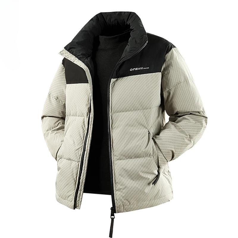 Men s Thick Warm Windproof Casual Down Jacket Winter New Fashion Street Loose Jacket Windbreaker Clothing M бежевый