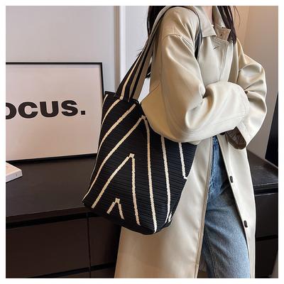 Crochet Tote Bag for Women Knitted Tote Bag Woven Large Capacity Shoulder Bag Handbag Hobo Shopping Bag for Travel Work Women's Aesthetic Hobo Bag
