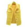 Women's Fashion Solid Color Sleeveless Pocket Short Style With Frayed Edges And Holes Cardigan Vest Jacket