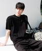 NODU Ribbed Henley Neck Crop Half Knit [Black]