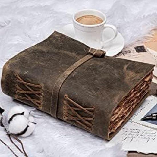 Kožený deník Vintage Leather Bound Journal Ručně vyráběný starožitný Deckle Edge Paper Leather Sketchbook Book