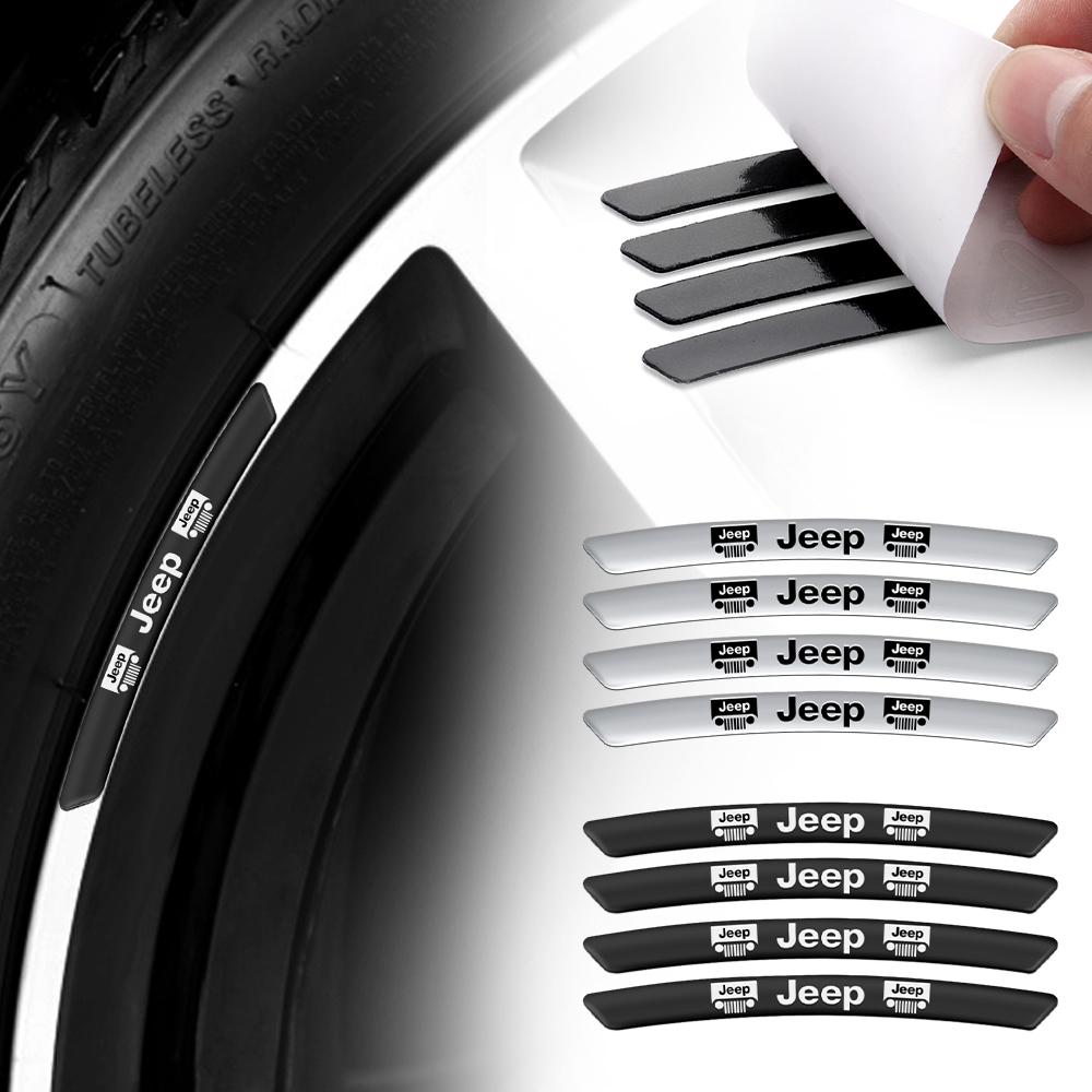 4pcs Car Emblem Wheel Hub Stickers Tire Rim Badge Decal Decoration Accessories For JEEP Grand Cherokee Renegade Compass Wrangler AJP1