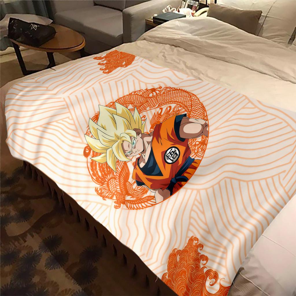 1PC Son Goku  Print Flannel Blanket, High quality All Seasons, Home Decor, Warmth and Comfort, Perfect for Christmas Gifts