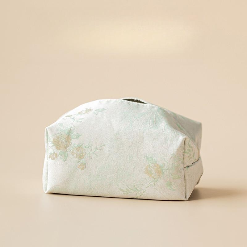 Ribbed fabric tissue bag, Chinese style living room, bedroom, office desk, paper box, tissue storage cover