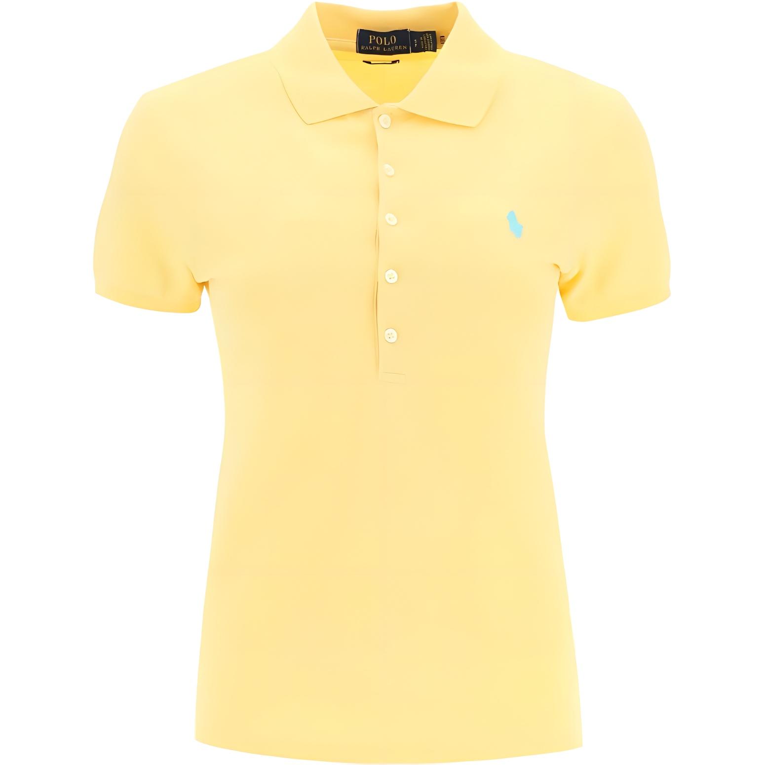 

Polo Ralph Lauren SS23 однотонная однобортная рубашка поло облегающего кроя с коротким рукавом, женские топы, желтый цвет 211870245-030 S