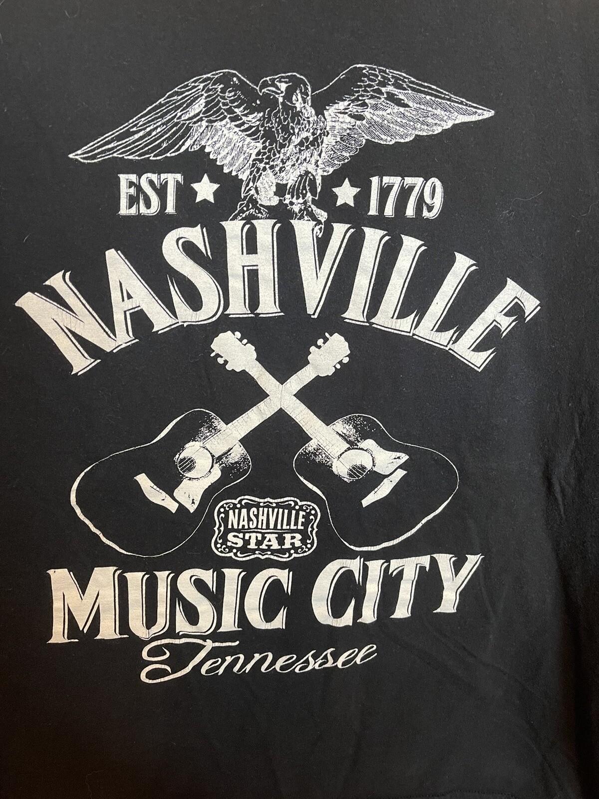 Nashville Music City USA T-Shirt Adult Medium Black Unisex T-Shirt XXXL