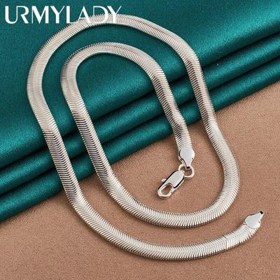 16-26Inch Nice 925 Sterling Silver Smooth Snake Men Women Necklace Chain With Lobster Clasps Set 6mm Statement Heavy Jewelry