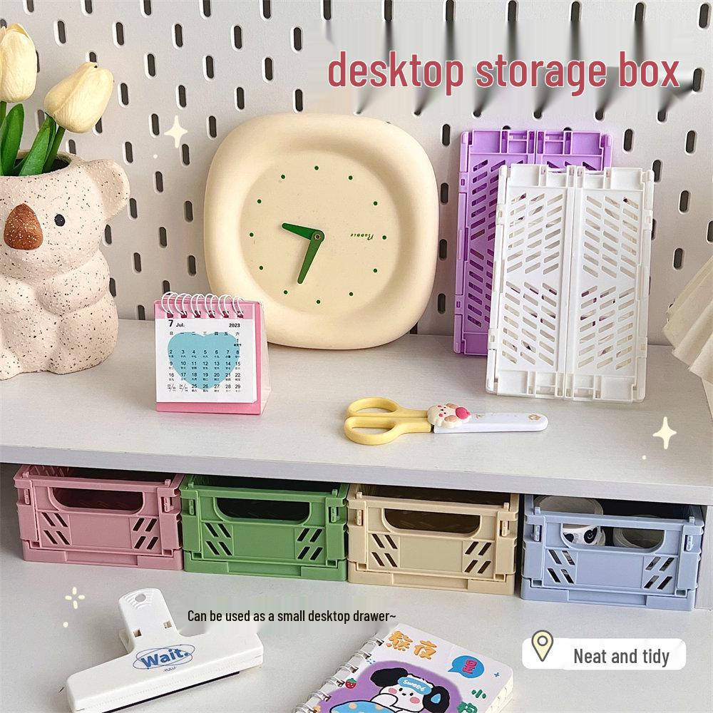 Foldable Desktop Storage Basket for Stationery and Books