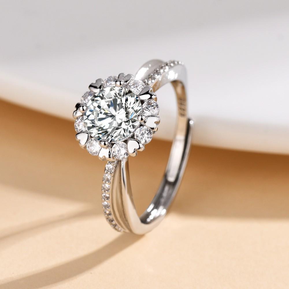 TikTok Influencer Inspired Moissanite Six-Prong Wedding Ring for Women - One Carat Jewelry