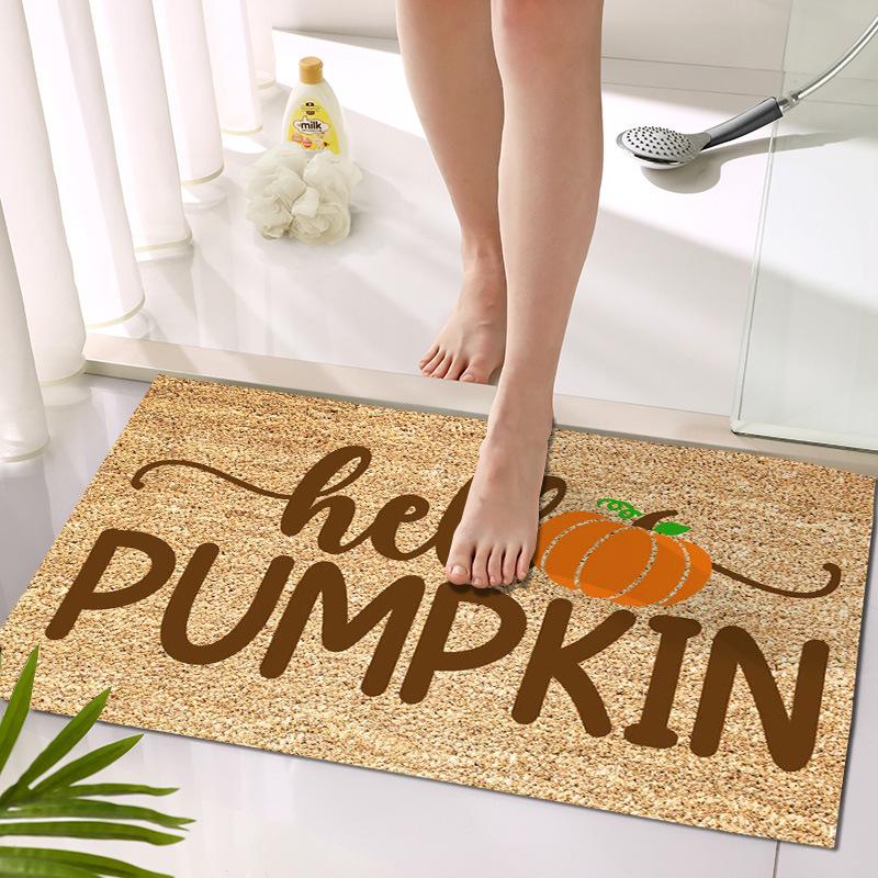 40X60CM Welcome Home Doormat Pumpkin Cartoon Letter Halloween Front Door Mat Carpet Decoration Floor Non-Slip Door Mat