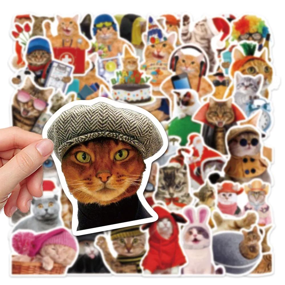 10/30/50pcs Cute Funny Animal Cat Meme Stickers Creative Cartoon Sticker DIY Stationery Phone Luggage Helmet Sticker Decoration