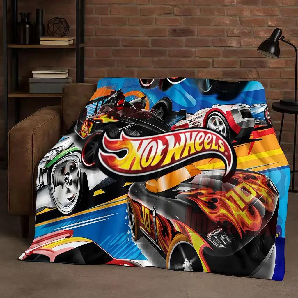 Retro Horké W-Wheels Kreslený Závodní Auto Flanelová Přikrývka, Ultra Měkký Teplý Plyšový Přehoz pro Domácí Ložnici Postel Pohovku Kryt Piknik Děti