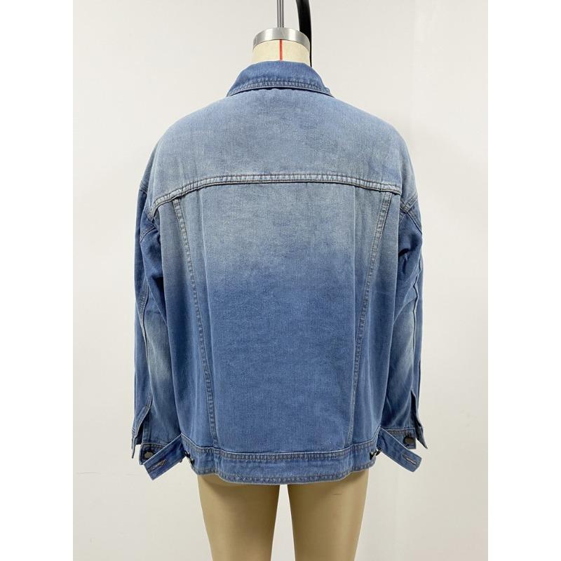 Spring and Autumn Women's Plus Size Denim Jacket Casual Loose Jacket