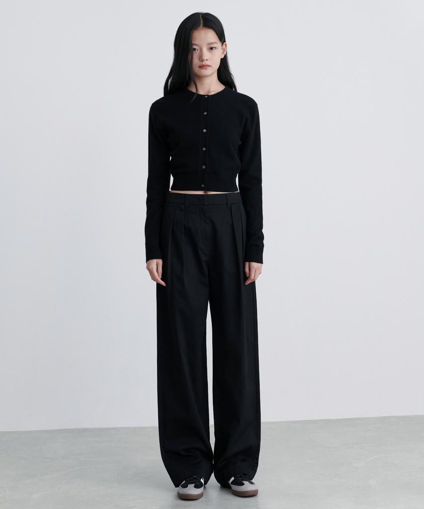 MUSINSA STANDARD WOMAN Women'S Reverse Two-Tuck Wide Chino Pants [Black]